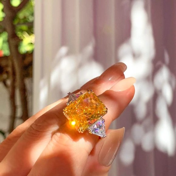 10 Carat Radiant Cut Ring, 925 Sterling Silver - Picture 3 of 6